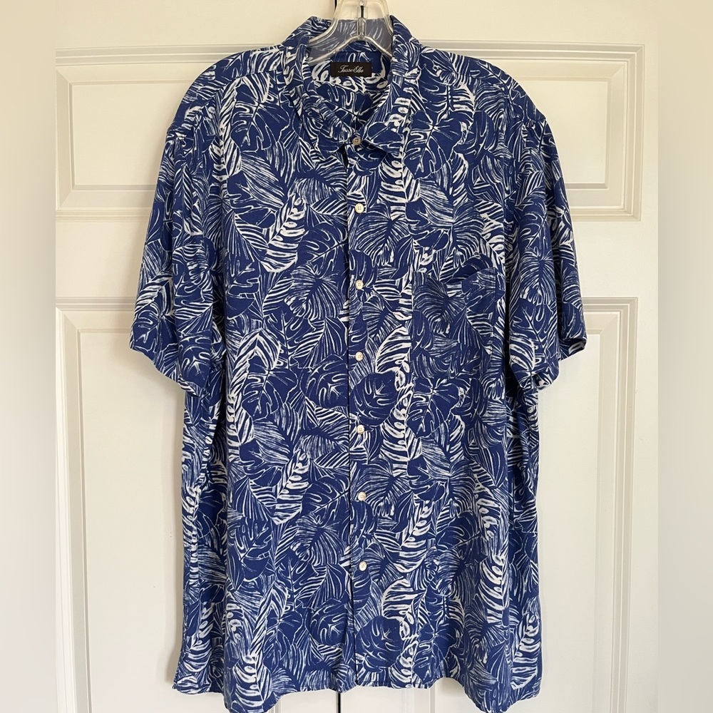Tasso Elba Silk Blend Button Down Shirt, Size XXL